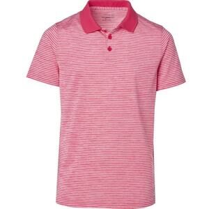 BCG Men's Golf Collared Short Sleeve‎ Polo Shirt in Raspberry Stripe Medium